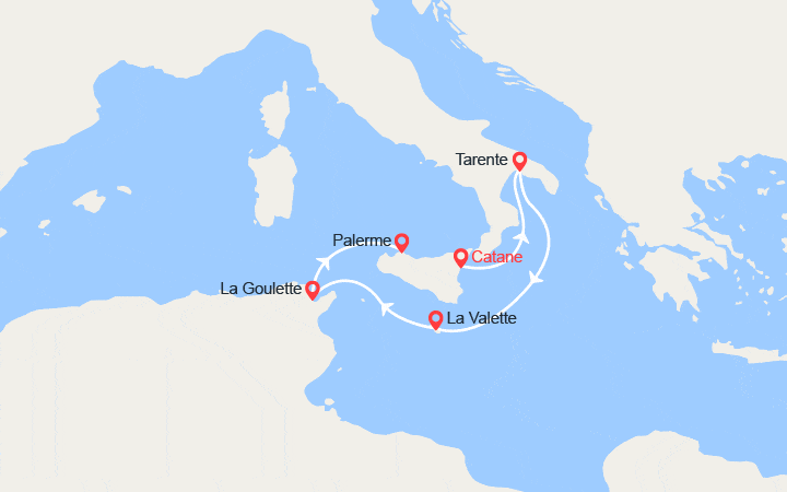 itinéraire croisière Méditerranée - Mer Noire : Malte et Tunisie au départ de la Sicile
