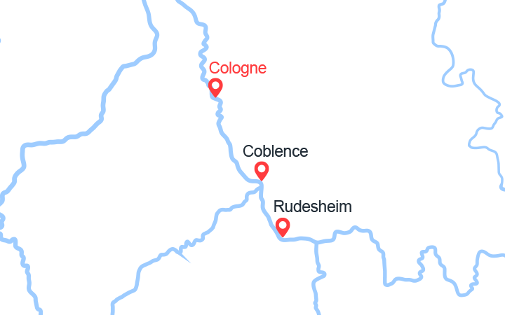 itinéraire croisière Rhin et ses affluents - Rhin et ses affluents : Marchés de Noël: Cologne - Rudesheim - Coblence - Cologne 