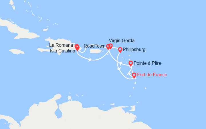 Itinéraire Martinique, Guadeloupe, Îles Vierges Britanniques, République Dominicaine 
