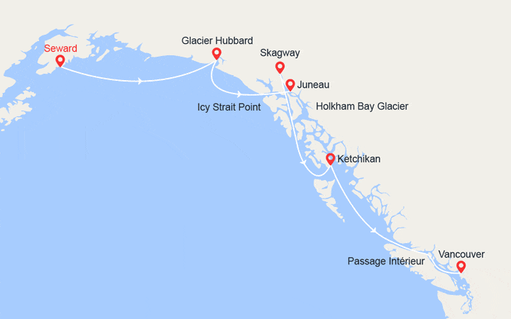 itinéraire croisière Amérique du Nord : Merveilles d'Alaska 
