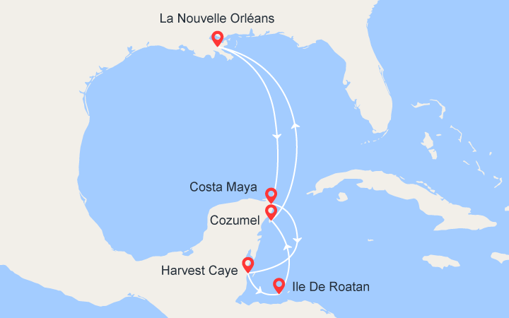itinéraire croisière Caraïbes et Antilles : Mexique, Belize, Honduras 