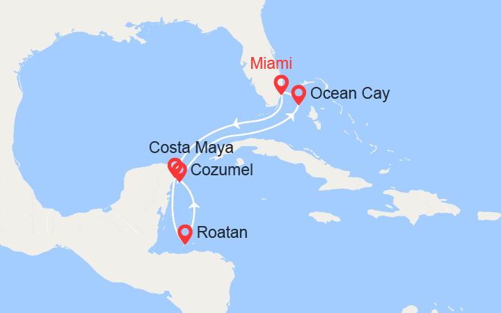 itinéraire croisière Caraïbes et Antilles : Mexique, Honduras, Bahamas 