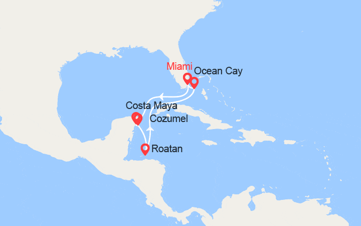 itinéraire croisière Caraïbes et Antilles : Mexique, Honduras, Bahamas 