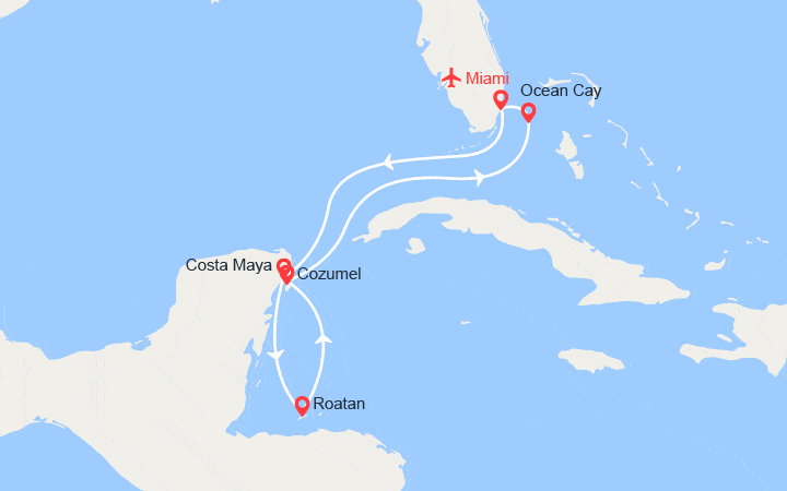 Itinéraire Mexique, Honduras, Bahamas - Vols + 2 nuits en hôtel inclus 