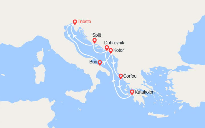 itinéraire croisière Croatie/Adriatique - Croatie/Adriatique : Monténégro, Grèce, Croatie