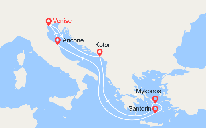 itinéraire croisière Iles grecques : Monténégro, Iles grecques, Italie 