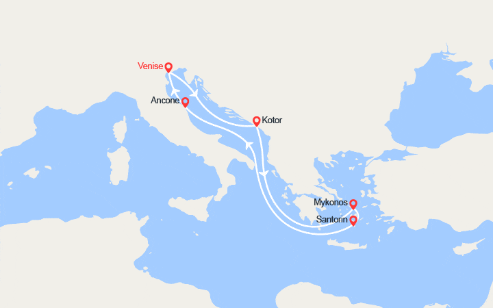 itinéraire croisière Méditerranée Orientale : Monténégro et Iles Grecques