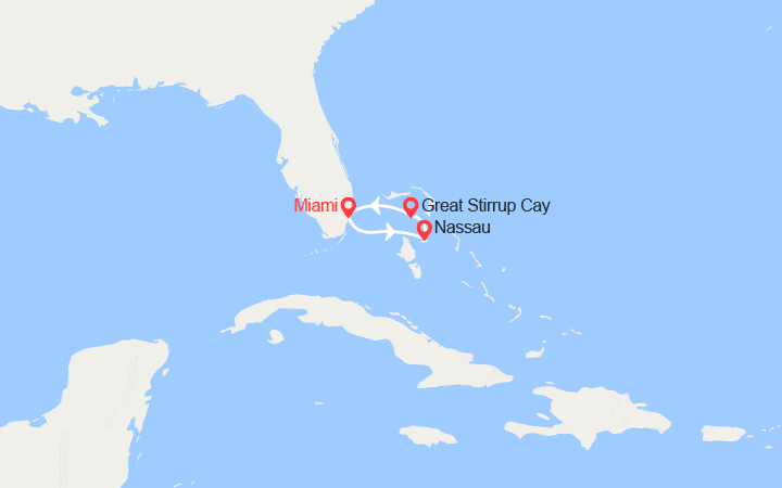 itinéraire croisière Caraïbes et Antilles : Nassau, Bahamas, Great Stirrup Cay au départ de Miami