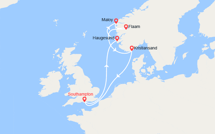 Itinéraire Norvège : Haugesund, Maloy, Flam, Kristiansand 
