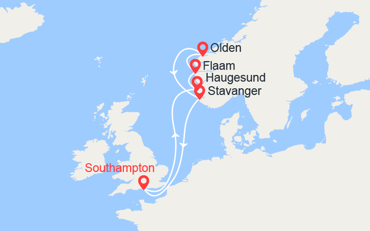 itinéraire croisière Fjords - Fjords : Norvège: Haugesund, Flam, Molde, Stavanger 