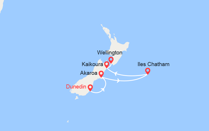 itinéraire croisière Pacifique : Nouvelle-Zélande :  îles du Sud et Chatham 