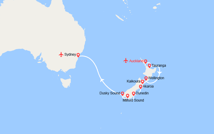 Itinéraire Nouvelle-Zélande et Australie 