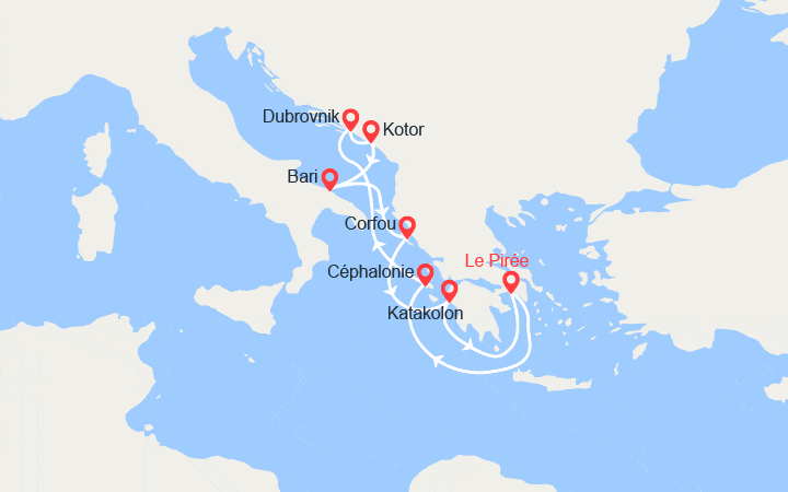 itinéraire croisière Méditerranée Orientale : Paradisiaque Adriatique