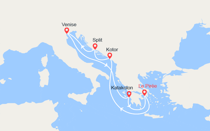 itinéraire croisière Méditerranée Orientale : Paradisiaque mer Adriatique