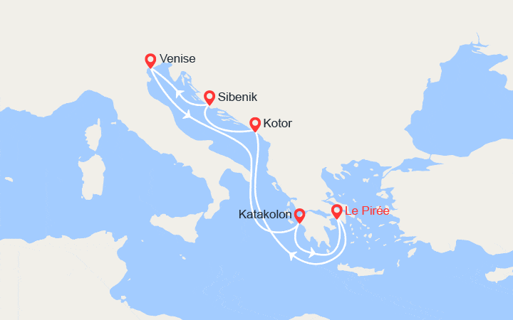 itinéraire croisière Méditerranée Orientale : Paradisiaque mer Adriatique