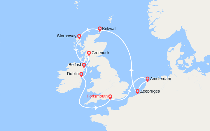 Itinéraire Pays-Bas, Belgique, Ecosse, Irlande, Angleterre 