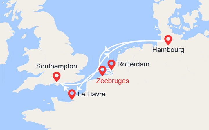 Itinéraire Pays-Bas, France, Angleterre, Allemagne 