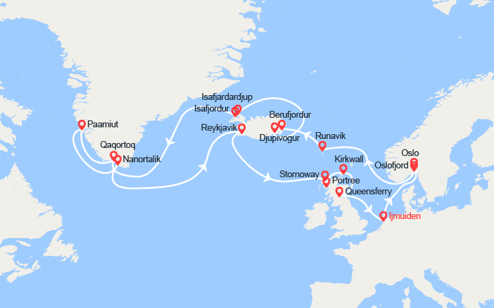 itinéraire croisière Islande : Pays de Vikings : Norvège, Islande, Groenland, Ecosse 