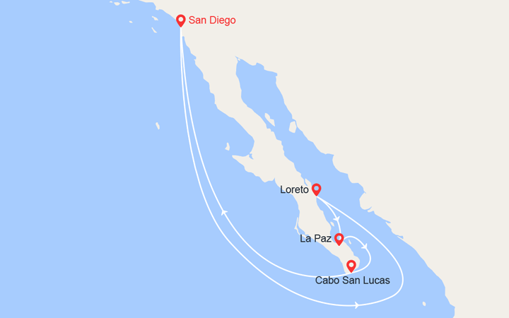 itinéraire croisière Amérique du Nord - Canada et Baie Hudson : Péninsule de Baja et mer de Cortez 