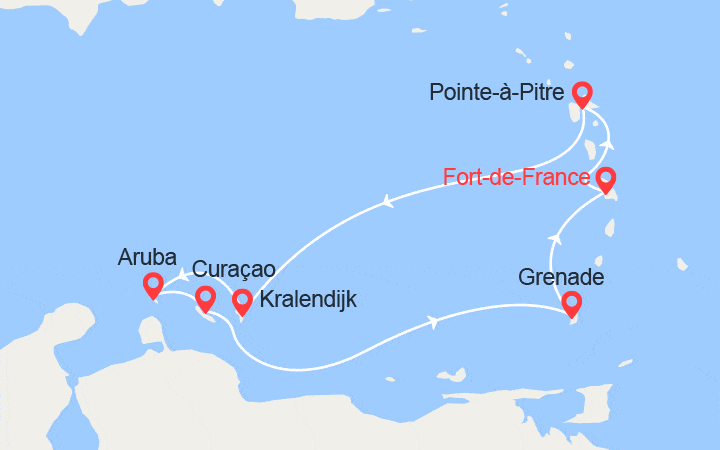 itinéraire croisière Caraïbes et Antilles : Perles des Antilles 
