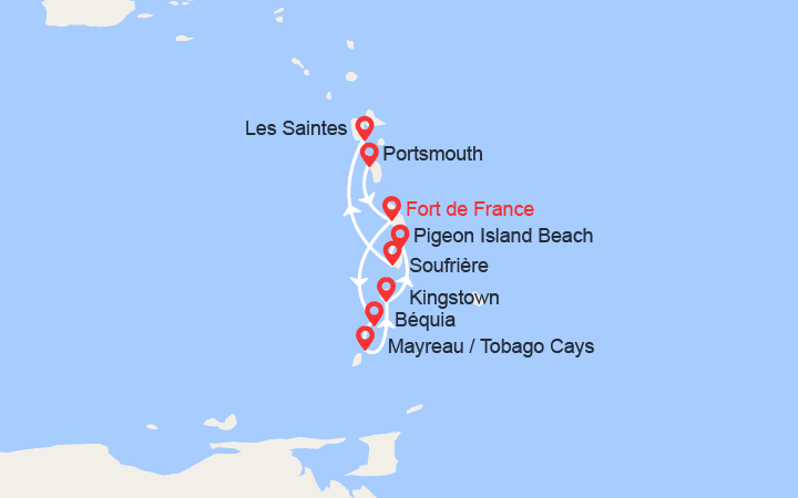 itinéraire croisière Caraïbes et Antilles : Perles des Antilles 