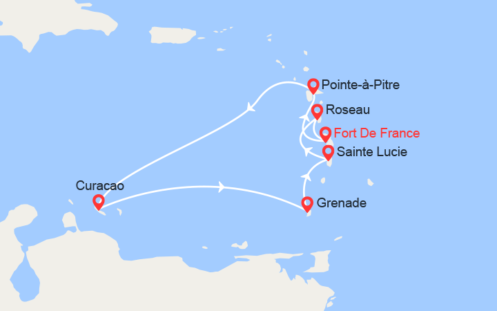 itinéraire croisière Caraïbes et Antilles : Perles des Antilles: Curaçao, Grenade, Dominique... 