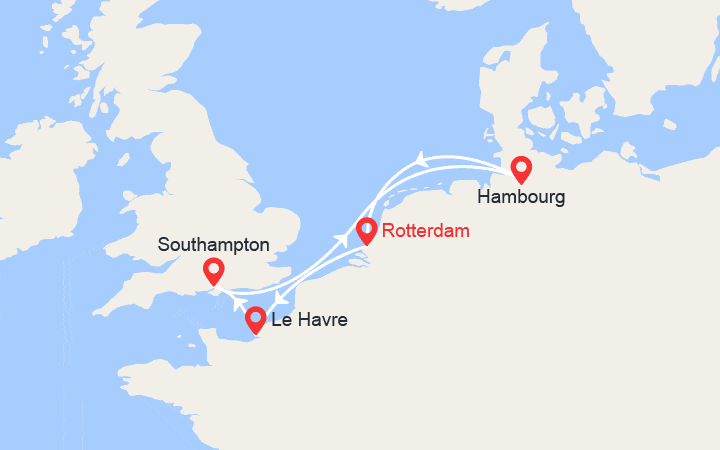Itinéraire Perles du Nord: Le Havre, Southampton, Hambourg 