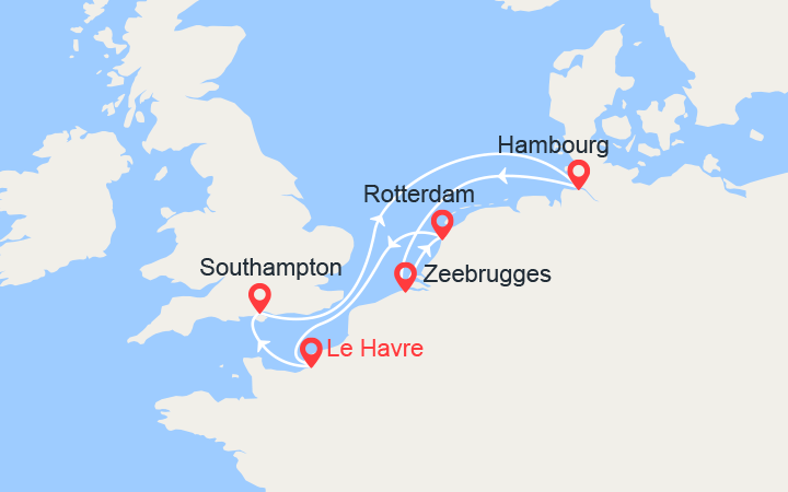 itinéraire croisière Europe du Nord : Perles du nord: Londres, Hambourg, Bruges, Rotterdam 