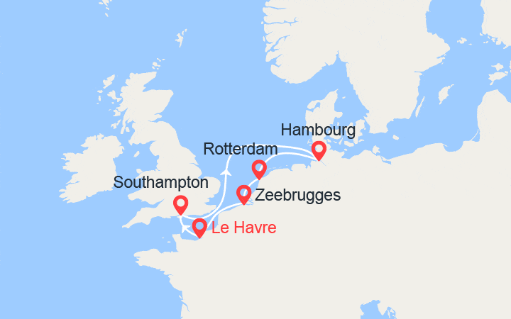 Itinéraire Perles du Nord: Londres, Hambourg, Rotterdam, Zeebruges 