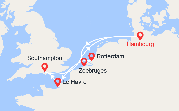 Itinéraire Perles du nord: Londres, Hambourg, Zeebruges, Rotterdam 