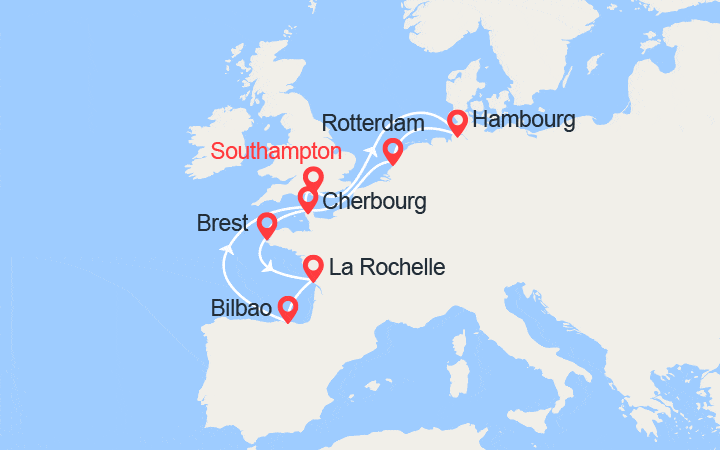 Itinéraire Perles du Nord: Royaume-Uni, Allemagne, Pays-Bas, France, Espagne 