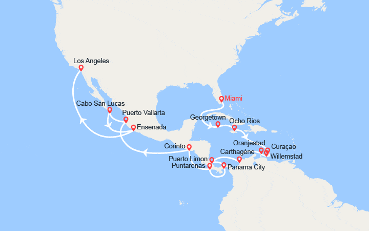 Itinéraire Petites Antilles, Panama, Mexique 