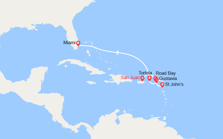 itinéraire croisière Caraïbes et Antilles : Porto Rico, Anguilla, Antigua et Barbuda, St Barthélemy, îles Vierges, États-Unis