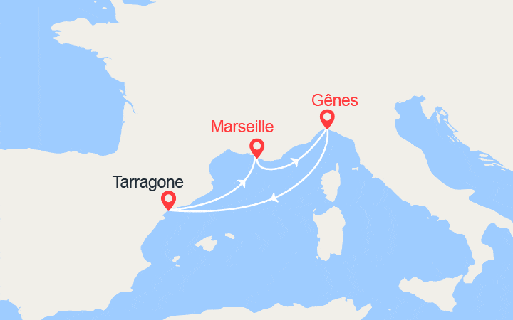 itinéraire croisière Méditerranée Occidentale : Provence, Espagne 