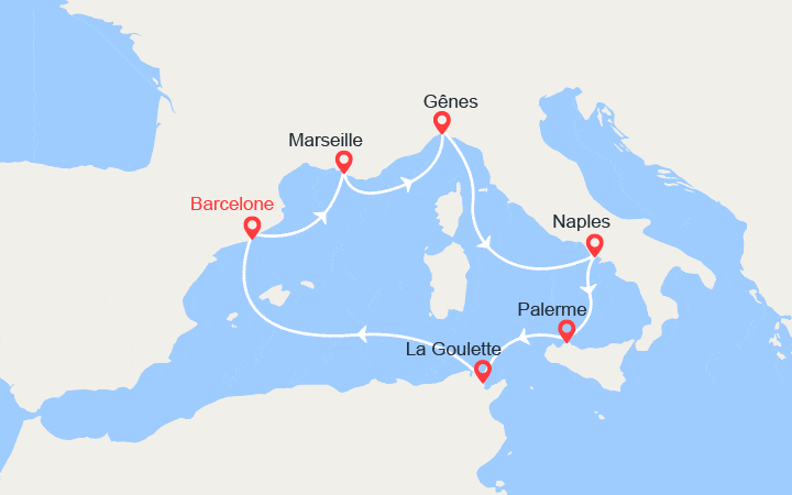 Itinéraire Provence, Italie, Sicile, Tunisie 