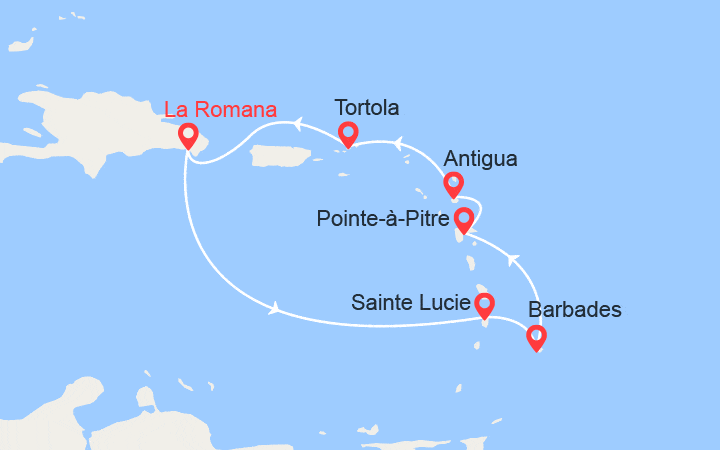 itinéraire croisière Caraïbes et Antilles : Rép.Dominicaine, Antilles, Iles Vierges 