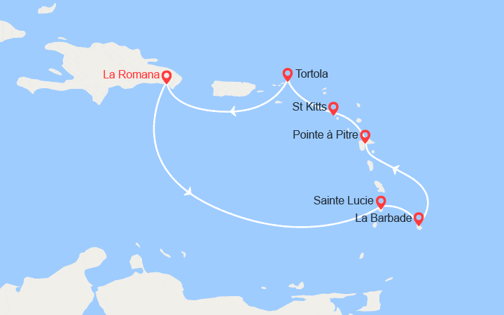 Itinéraire Rép.Dominicaine, Antilles, Iles Vierges 