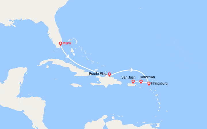 Itinéraire République Dominicaine, St Martin, Iles Vierges Britanniques, Porto Rico 