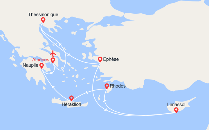 itinéraire croisière Méditerranée Orientale : Rêves bleus des îles grecques avec 2 nuits d'hôtel et vols inclus de Paris