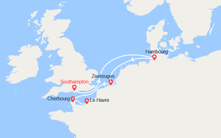 Itinéraire Royaume-Uni, Allemagne, Belgique, France 
