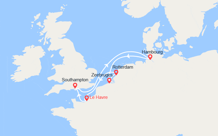 Itinéraire Royaume-Uni, Allemagne, Belgique, Pays-Bas 