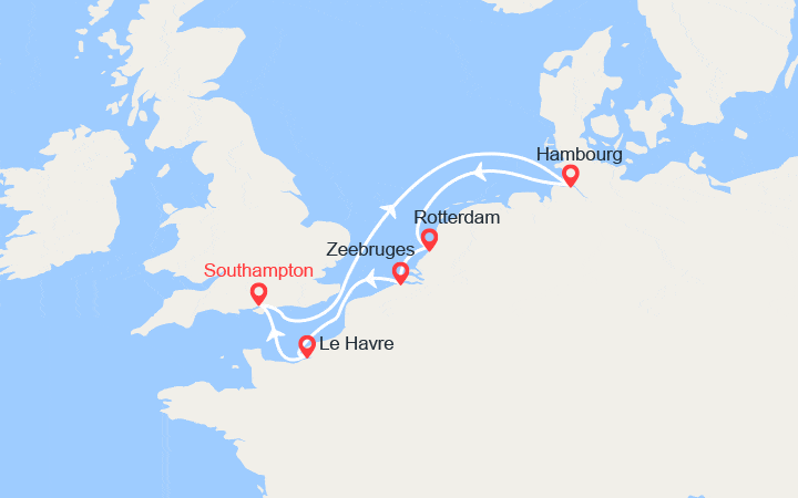 Itinéraire Royaume-Uni, Allemagne, Pays-Bas, Belgique 