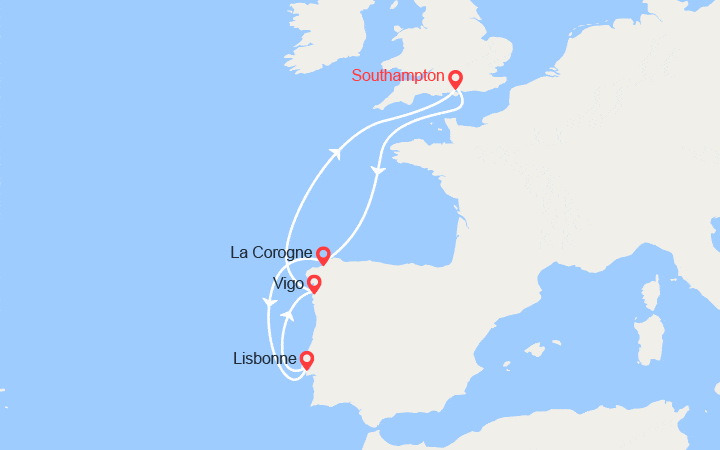 Itinéraire Royaume-Uni, Espagne, Portugal 