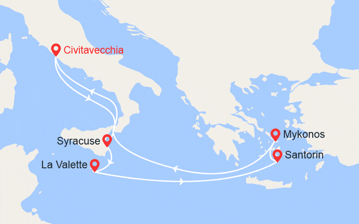 itinéraire croisière Iles grecques - Iles grecques : Sicile, Malte, Iles grecques 