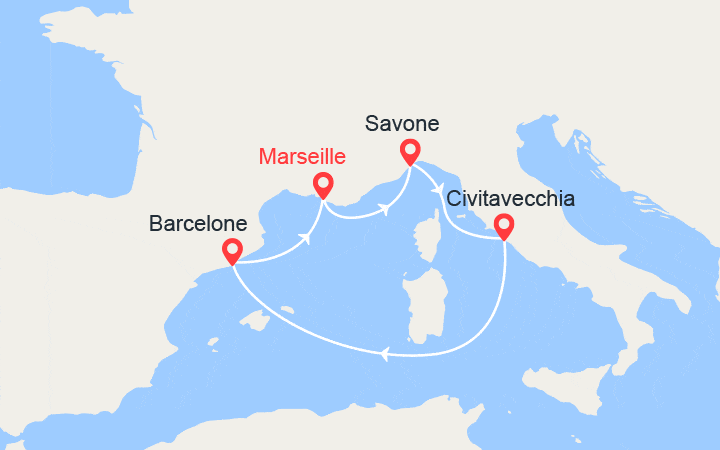 itinéraire croisière Méditerranée Occidentale : Sous le ciel azur méditerranéen : cap vers l'Italie et l'Espagne 