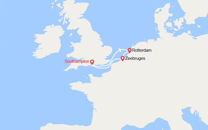 Itinéraire Southampton, Rotterdam, Bruges 