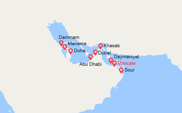 itinéraire croisière Moyen Orient : Splendeur et civilisation orientales (Mascate/Doha) 