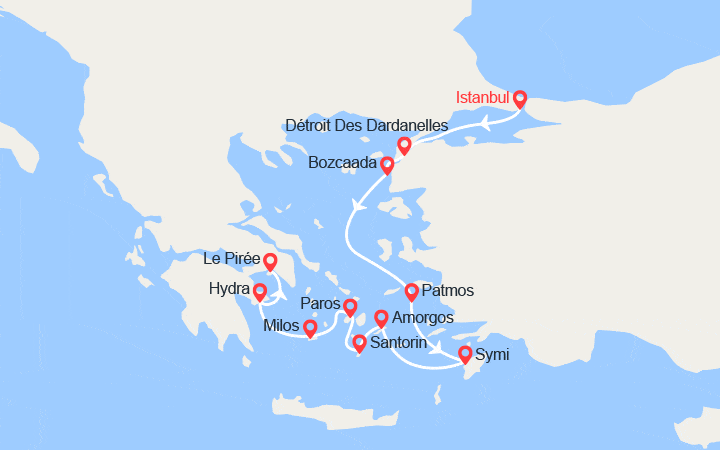 Itinéraire Splendeurs antiques de mer Égée 