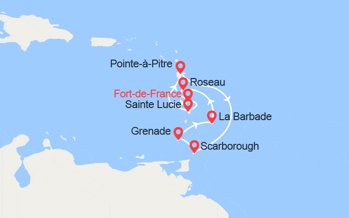itinéraire croisière Caraïbes et Antilles : Ste Lucie, Tobago, Dominique