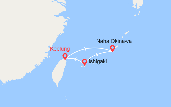 Itinéraire Taïwan, Japon: Naha, Ishigaki, Keelung 